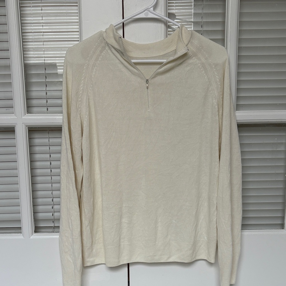 Studio Works Men's Zip Up Cream Sweater